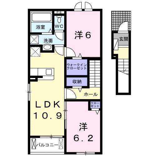 福山市神辺町大字新湯野のアパートの間取り