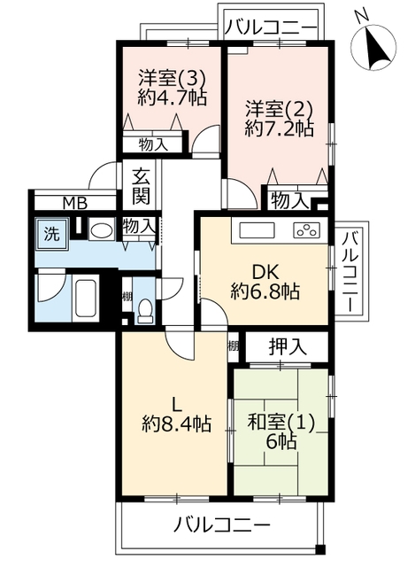 ＵＲパークサイド鎌ヶ谷の間取り