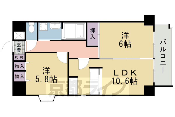 【京都市中京区姉西堀川町のマンションの間取り】