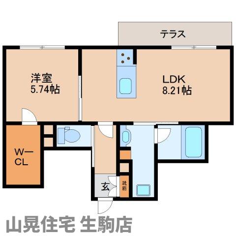 生駒市中菜畑のマンションの間取り