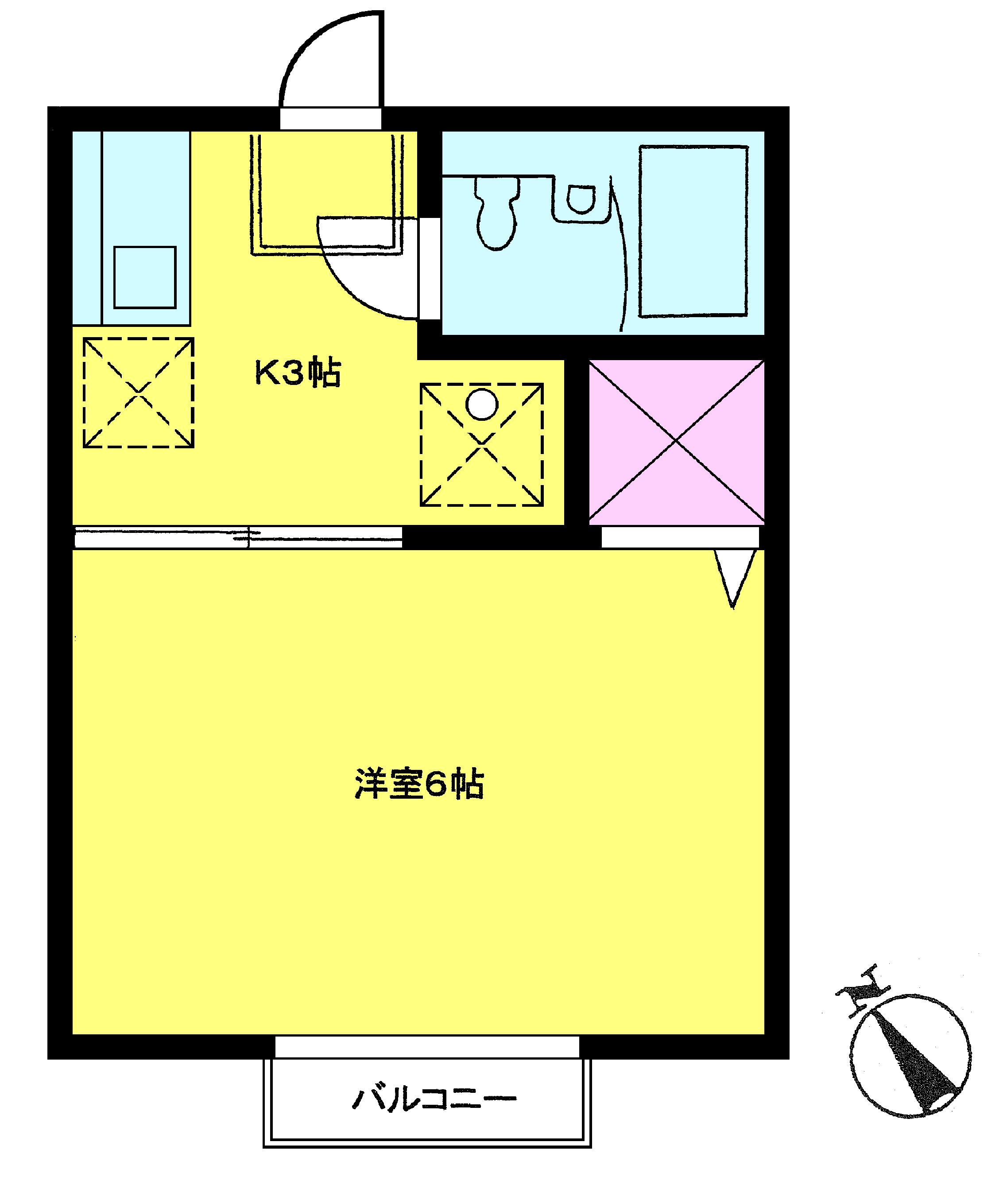 【藤沢市鵠沼海岸のアパートの間取り】