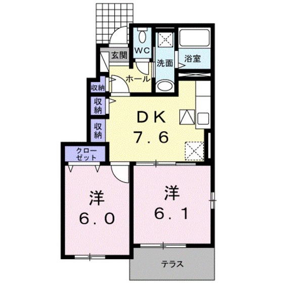 岡山市北区御津宇垣のアパートの間取り