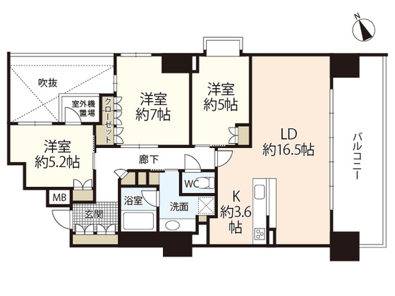 【広島市中区河原町のマンションの間取り】