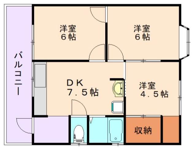 飯塚市赤坂のアパートの間取り