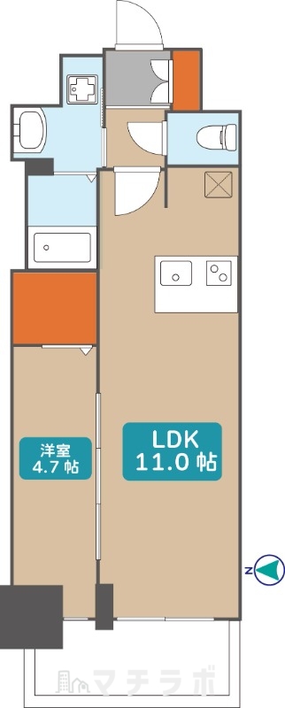 名古屋市東区代官町のマンションの間取り