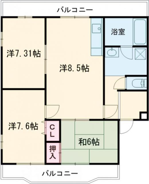 青梅市千ヶ瀬町のマンションの間取り