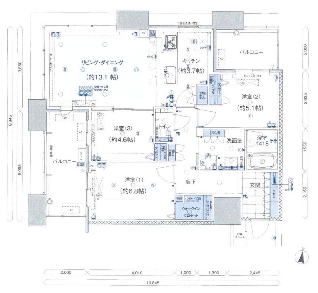 福岡市東区香椎照葉のマンションの間取り