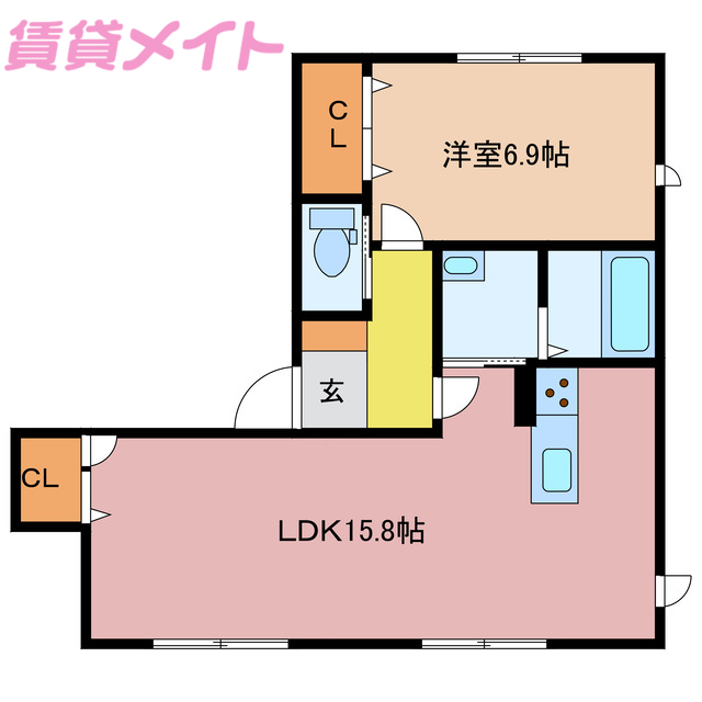 いなべ市員弁町大泉新田のアパートの間取り