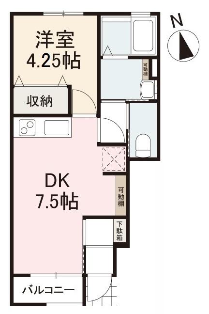 高松市上福岡町のアパートの間取り