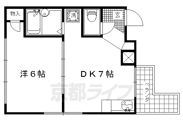 京都市上京区新白水丸町のマンションの間取り