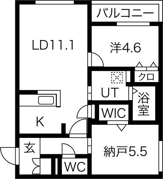 札幌市東区北十二条東のマンションの間取り