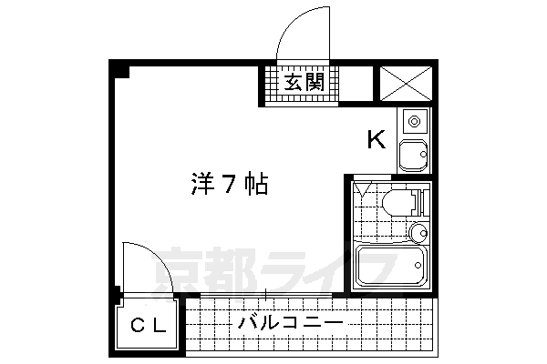 京都市山科区竹鼻扇町のマンションの間取り