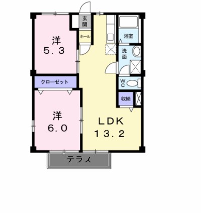 熊本市中央区大江のアパートの間取り