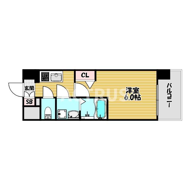 大阪市東住吉区北田辺のマンションの間取り