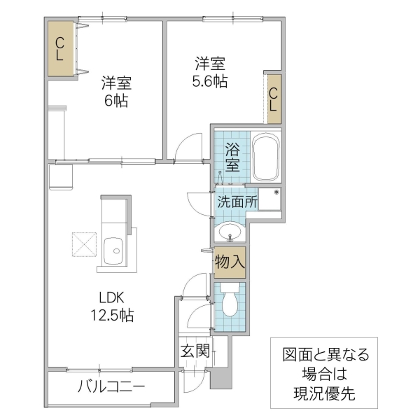 水戸市三湯町のアパートの間取り