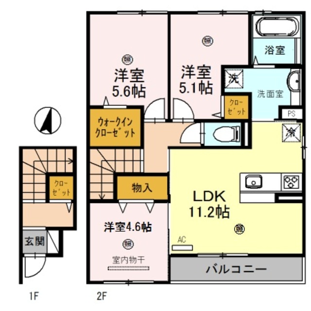 岩出市中黒のアパートの間取り