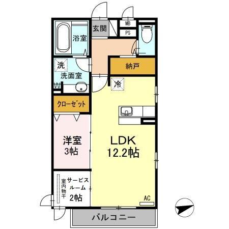 福山市曙町のアパートの間取り