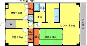 大阪市住吉区墨江のマンションの間取り