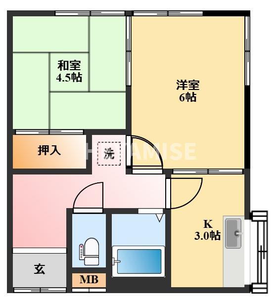 芒塚ハイツの間取り