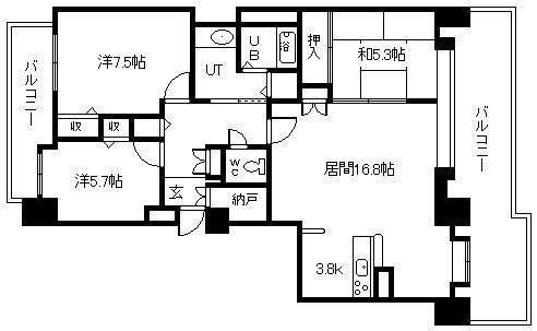 ロジェ宮下通６０２号室の間取り