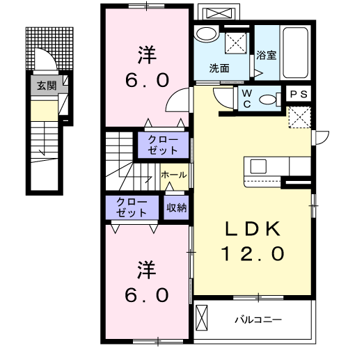 加古川市加古川町友沢のアパートの間取り