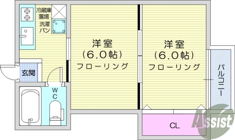 仙台市青葉区中江のマンションの間取り