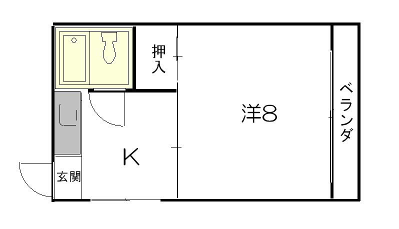 京都市左京区北白川丸山町のアパートの間取り