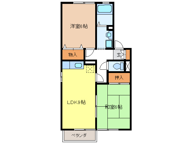 【岐阜市粟野西のアパートの間取り】