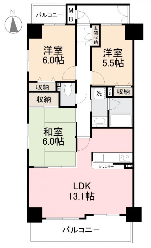 高松市松島町のマンションの間取り