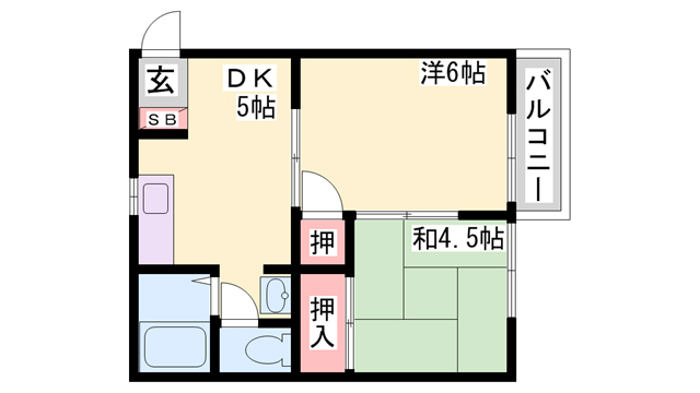 神戸市中央区中山手通のアパートの間取り