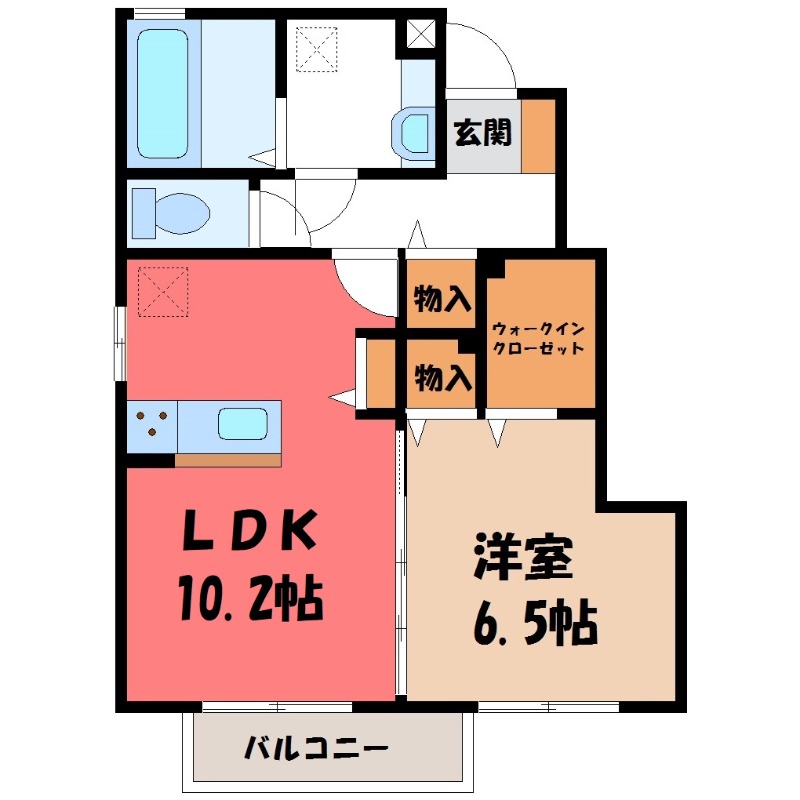 【宇都宮市清原台のアパートの間取り】