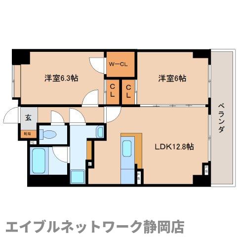 静岡市葵区駿河町のマンションの間取り