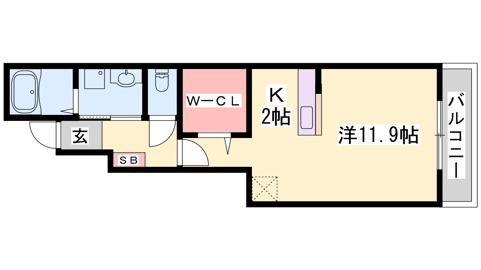 姫路市飾磨区阿成鹿古のアパートの間取り