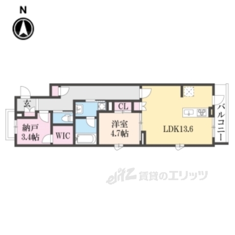 京都市上京区梅屋町のマンションの間取り