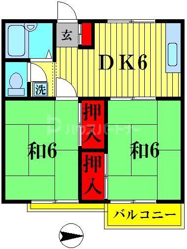 松戸市金ケ作のアパートの間取り