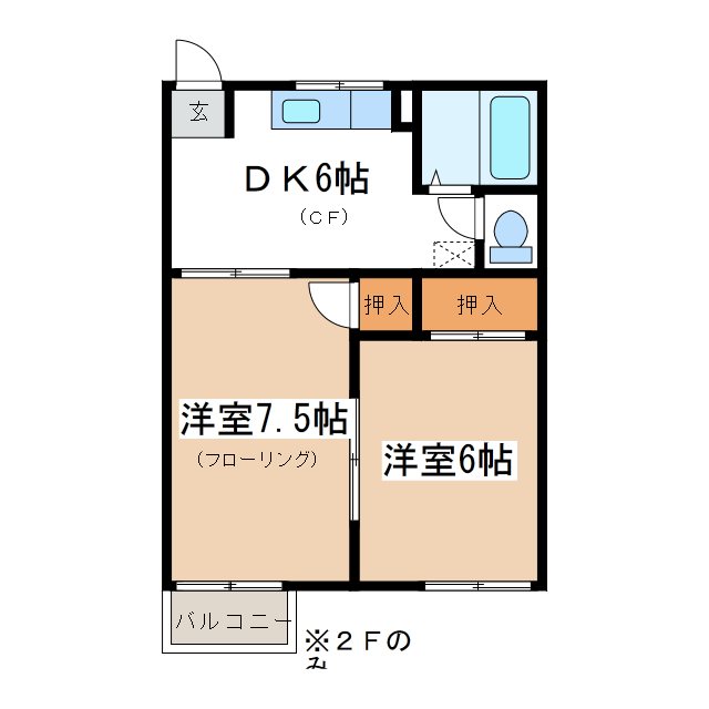 【松本市村井町南のアパートの間取り】