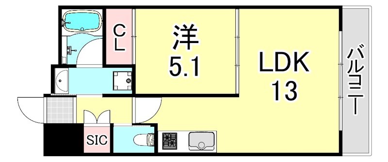 西宮市今津水波町のマンションの間取り