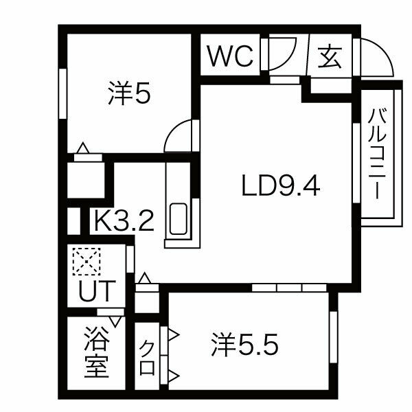 札幌市北区北二十七条西のマンションの間取り