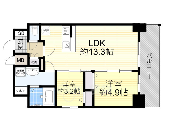 大阪市福島区吉野のマンションの間取り