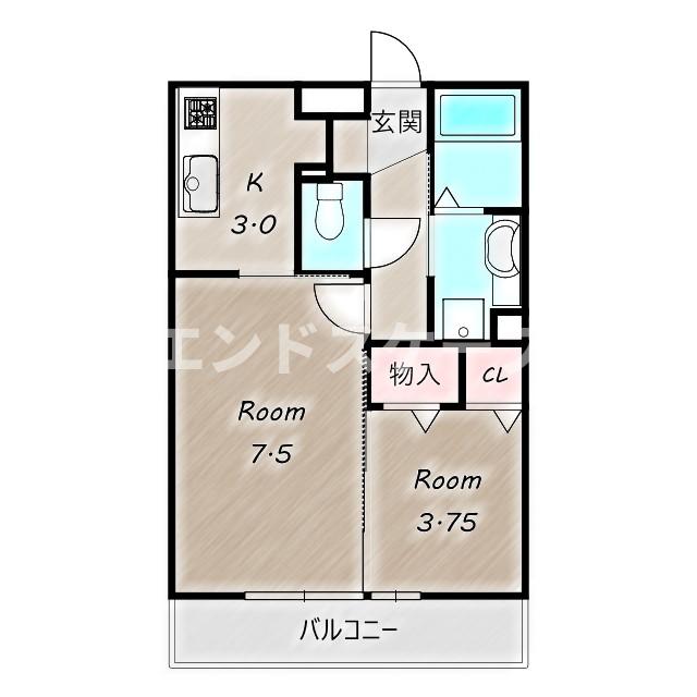 前橋市天川大島町のマンションの間取り