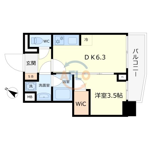 ライフフィールドなにわ本町RUELLEの間取り