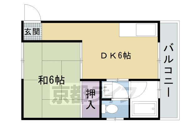 京都市右京区梅津堤上町のアパートの間取り