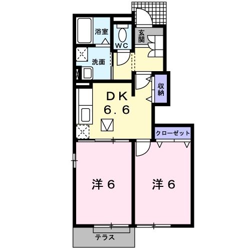 京都郡みやこ町豊津のアパートの間取り