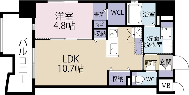 北九州市戸畑区沖台のマンションの間取り