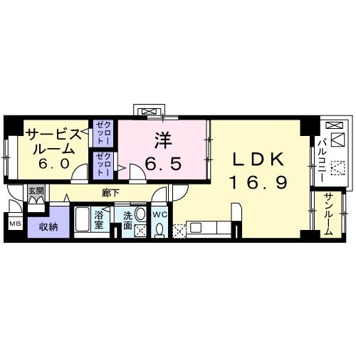 京都市右京区西院乾町のマンションの間取り