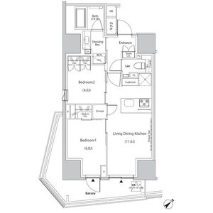 新宿区市谷田町のマンションの間取り