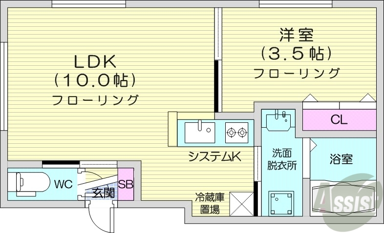 札幌市中央区北八条西のマンションの間取り