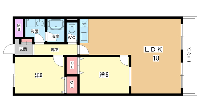 豊中市若竹町のマンションの間取り