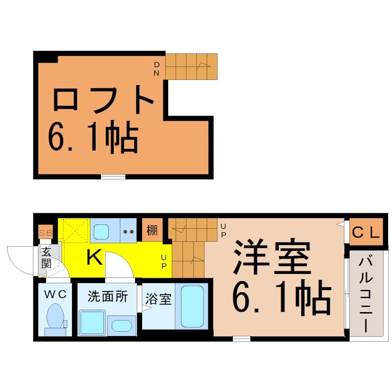 名古屋市瑞穂区松園町のアパートの間取り