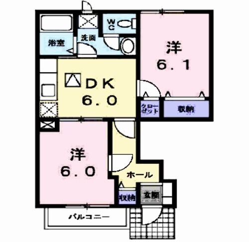 須賀川市西田町のアパートの間取り